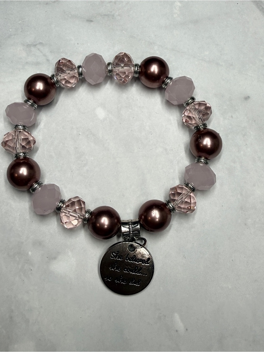 🚨3 for $15🚨 She Believed Faux Pearl & Crystal Stretch Bracelet - Picture 5 of 5